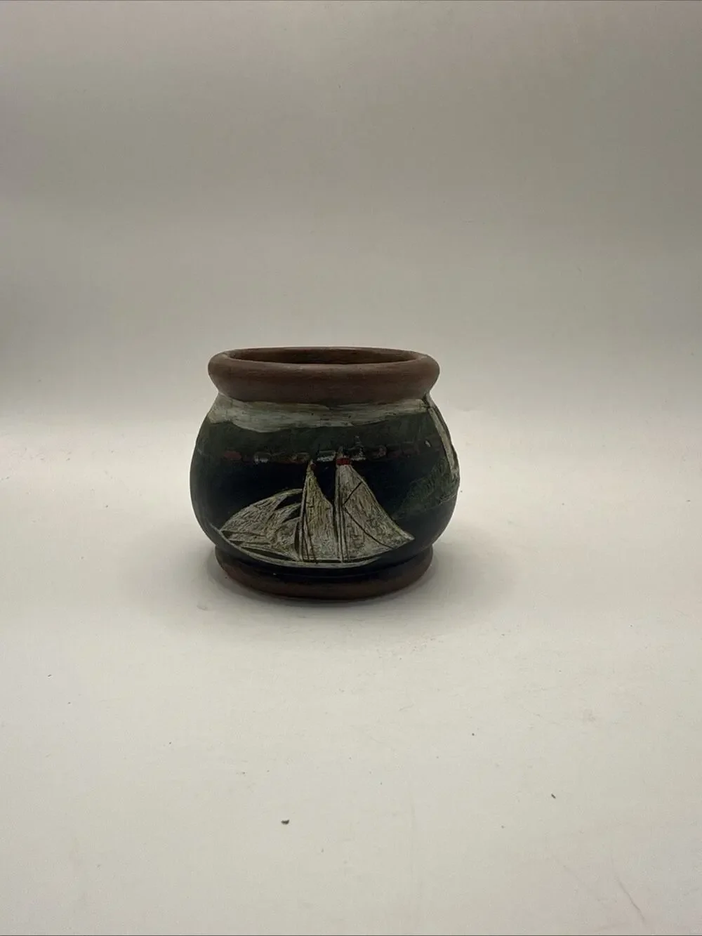 LANG Candles Ltd Nautical Sailboat Ceramic Candle Holder Coastal Decor *